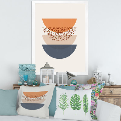 «Abstract Sun and Moon Geometrics in Blue and Orange», impression sur toile