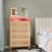 Oak-Color Embossed P2 15MM Particleboard With Melamine Rattan Front Four-Drawer Cabinet With RGB Lights-66313442