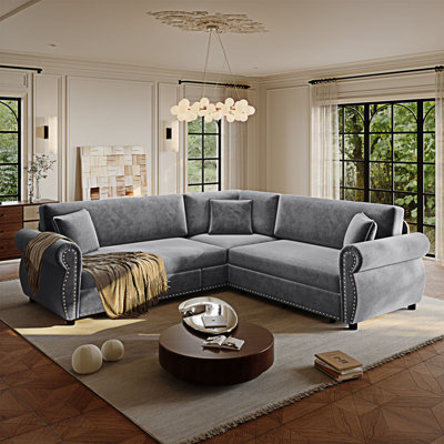 Upholstered Sectional Couche Convertible Sleeper Sofa
