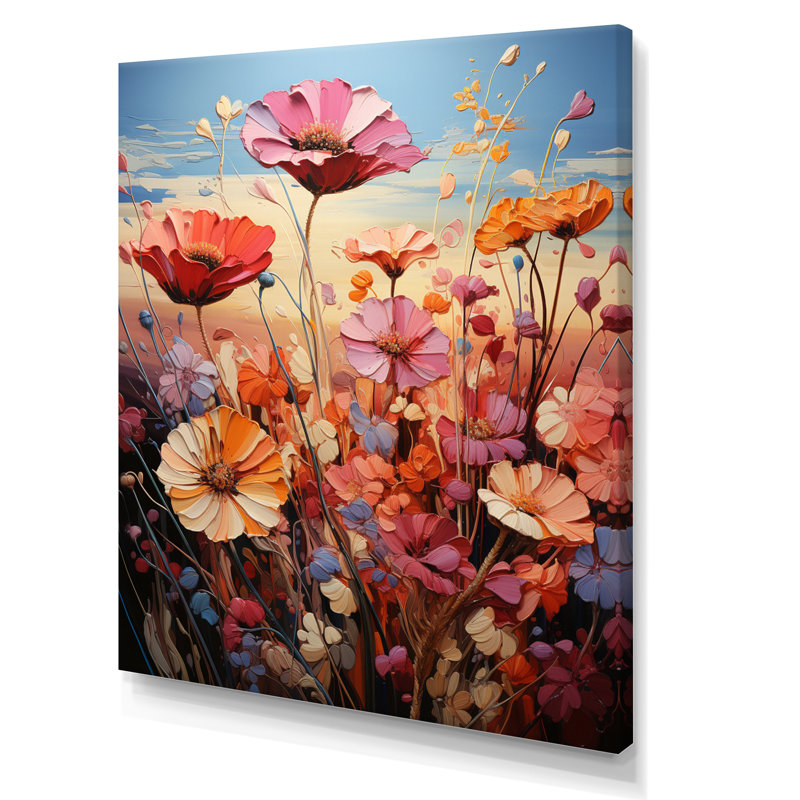 «Mauve Wildflowers Symphony Meadow», reproduction sur toile, Toile tendue, H 32 po x l 24 po x P 1 po