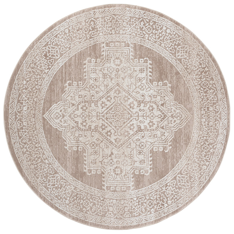 Chamber Power Loom Performance Oriental Indoor Rug, 6'-7" x 6'-7" Round