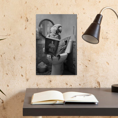 Stylish Reading Parrot by Andreas Magnusson - Wrapped Canvas Print