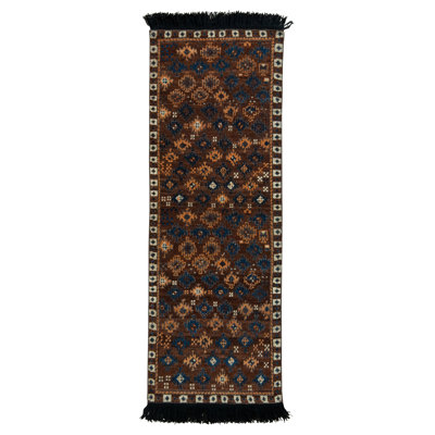 Rug & Kilim’S Tribal Rug In Beige-Brown And Blue Geometric Pattern
