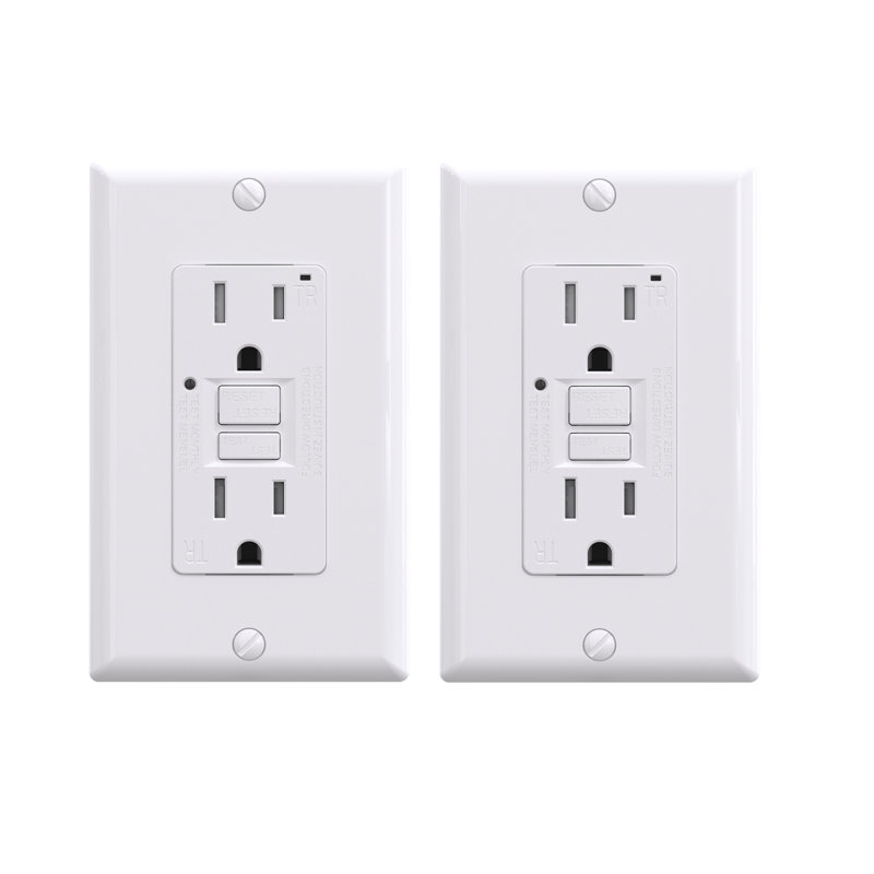 White 15 Amp Tamper Resistant GFCI Duplex Outlet with Wall Plate