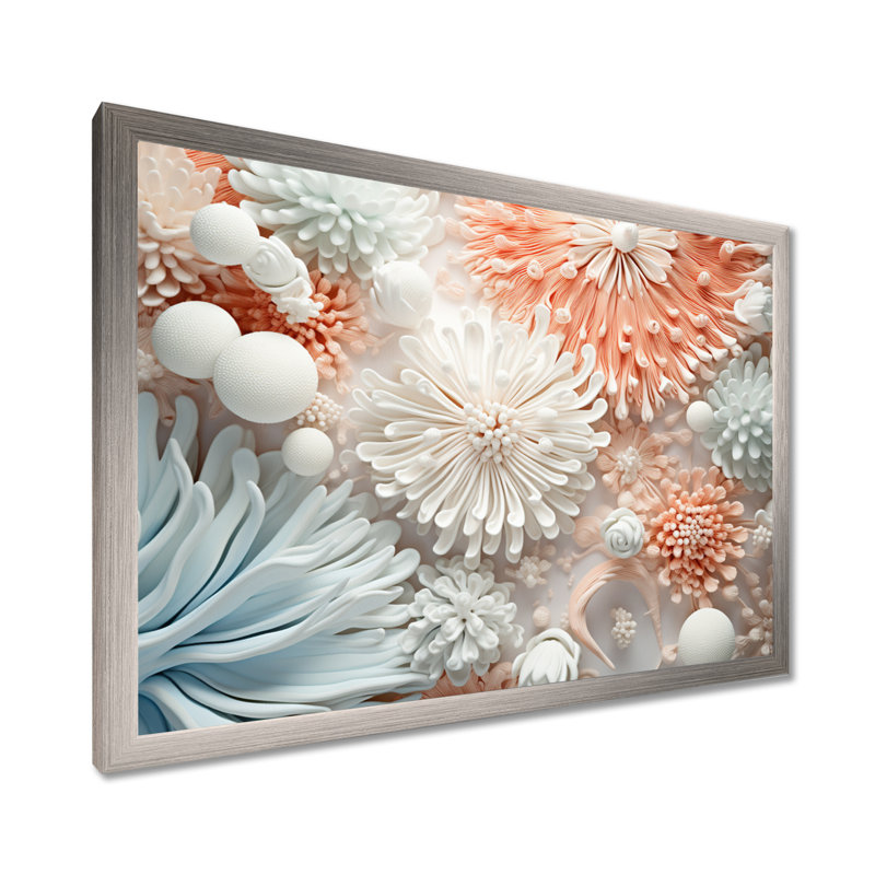 «Colorful Coral Reef Heaven IV», art mural grand corail sous l'eau, H 12 po x l 20 po x P 1 po, Cadre argenté