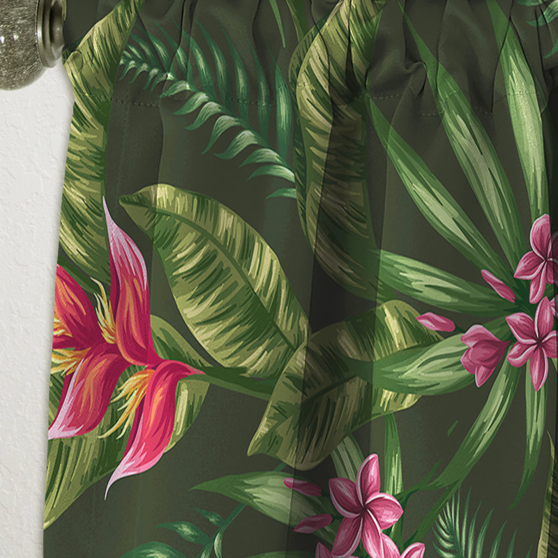 Panneau de rideau floral, motif de fleurs tropicales occultant - motif floral, L 52 po x L 108 po