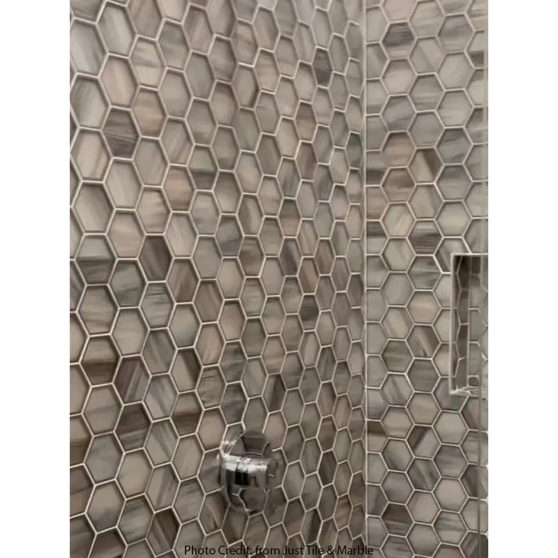 Solace 9 po x 10 po Carreau de mur et plancher hexagonal en mosaïque de verre mat (3,28 pieds carrés / caisse) - paquet de 5