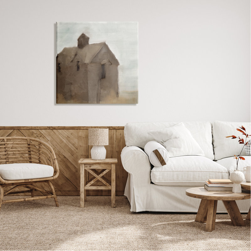 Rustic Painterly Brown Barn Farmland - Peinture, Toile tendue, H 30 po x l 30 po x P 1,5 po