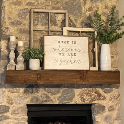 Midwood Hand Carved Rustic XL Fireplace Mantel Shelf