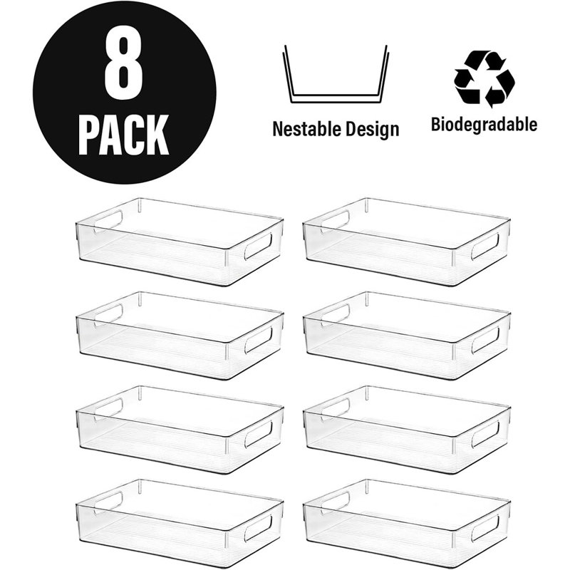 Clear Plastic Storage Bins – Versatile Fridge, Pantry & Bathroom Organizers