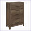 Commodes et amp; Armoire, commode 5 tiroirs brun rustique avec quincaillerie noire | Brun rustique | Bois-1015705000