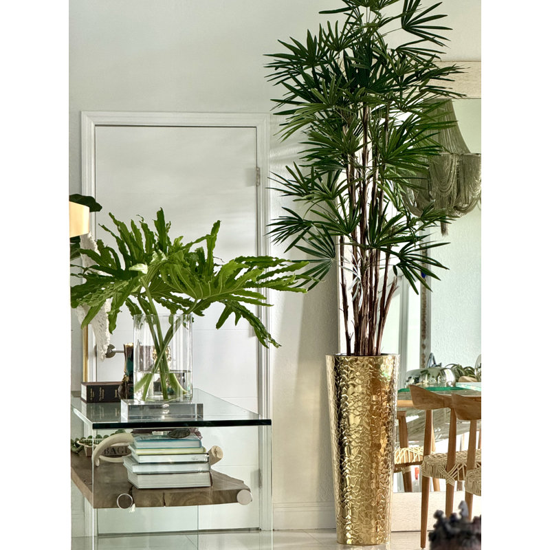 Lady Faux Palm Tree in Metal Planter