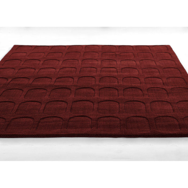  Contour Hand Loomed Wool Geometric Burgundy Area Rug, Rectangle 5' x 8'