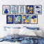 Motif de fleurs botaniques abstraites bleues Mid-Century bleu bohème 9 pièces-92573868-92573870