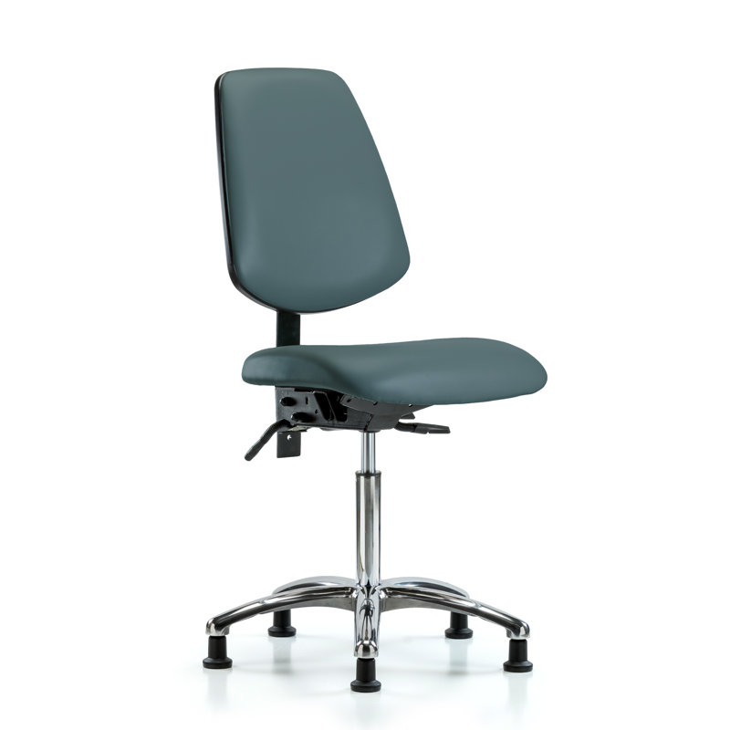 Elijah Vinyl Task Chair, Colonial Blue, Glides, Included