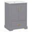 Meuble-lavabo 24 po avec lavabo, armoire en MDF avec structure en bois massif, 1 tiroir divisé et 2 portes à fermeture douce avec double tablette sur la porte, meuble-lavabo autoportant-609347464