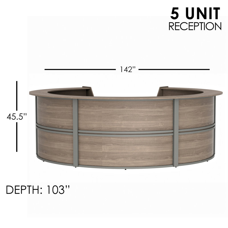 Peden U-Shaped Synthetic Laminate Reception Desk, Walnut
