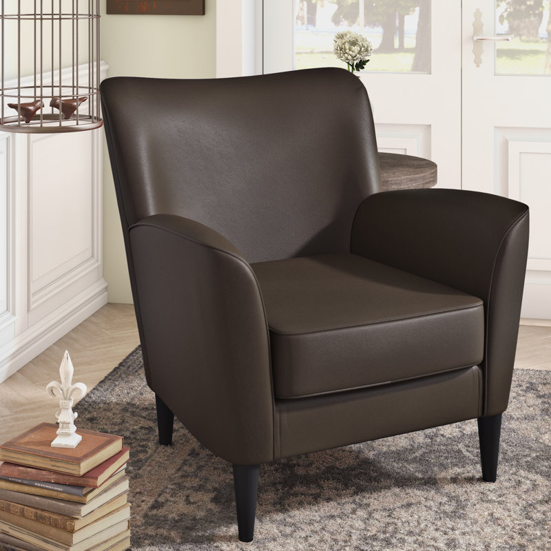Fauteuil club Aaliyiah, Similicuir noyer