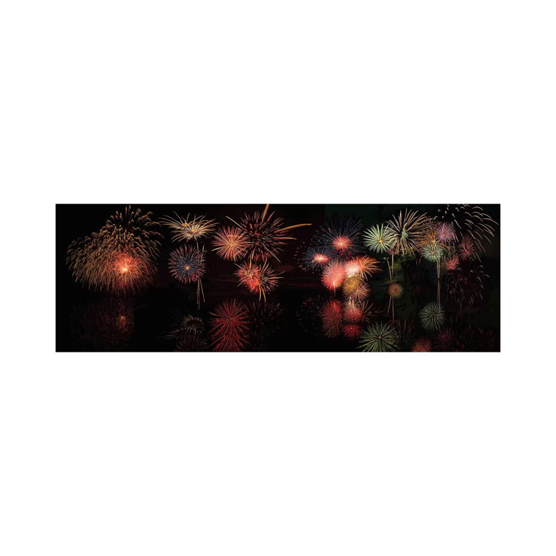 Fireworks Reflection In Water Panorama by OLena Art - Wrapped Canvas Panoramic Gallery-Wrapped Canvas Giclée
