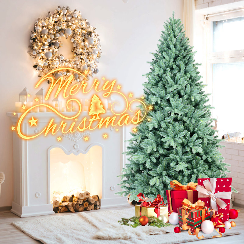 Arbre de Noël bleu / vert teinté en PE / PVC, branches articulées, aspect naturel, support en métal stable, décoration des Fêtes facile à assembler
