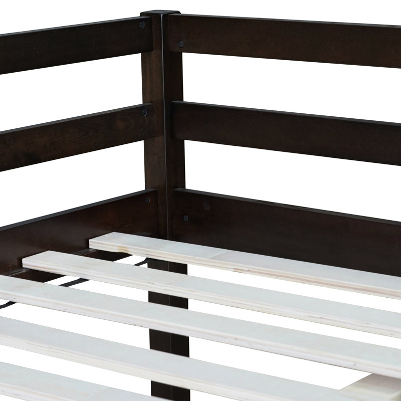Lit mezzanine double en bois d'hévéa - Créez une chambre à coucher confortable