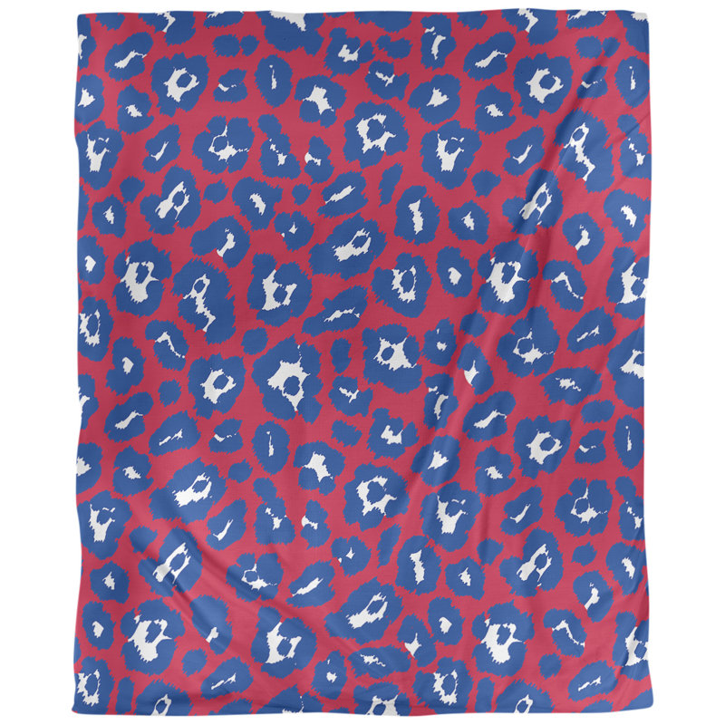 Housse de couette simple à imprimé léopard, Housse de couette pour lit simple, Microfibre, Rouge/bleu