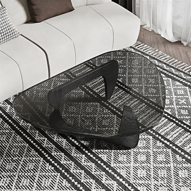 Table basse avec plateau en verre