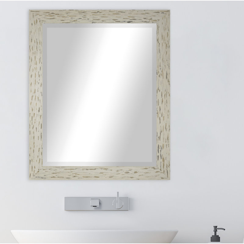 Carlea Solid Wood Frame Mirror, 31" H x 27" W, Cream/Black