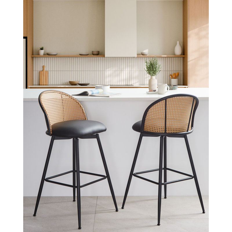 Set of 2 Bar Chairs NATHAN Swivel, 66", Black