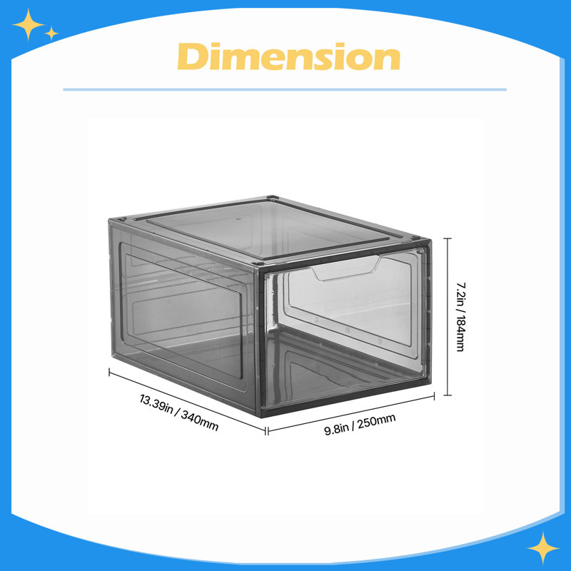 Boîtes de rangement pour chaussures, 9 boîtes de rangement pour chaussures empilables transparentes avec porte magnétique, s'adaptent à la taille US 13
