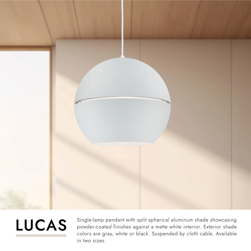 1 - Light Pendant, White, 14.5" H x 16" W x 16" D