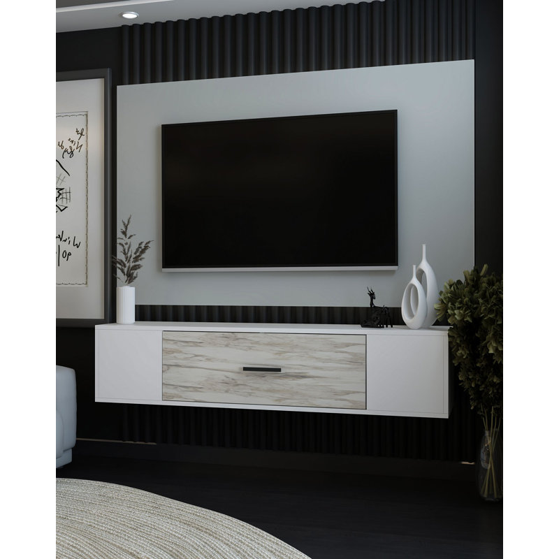 Meuble télé, Blanc / Gris