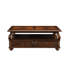 Table basse à finition noyer avec 4 tiroirs fonctionnels et 1 tablette classique pour un salon