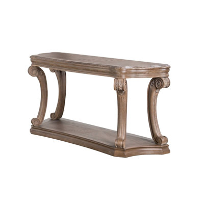 53.6" W Traditional Sofa Table, Weathered Oak