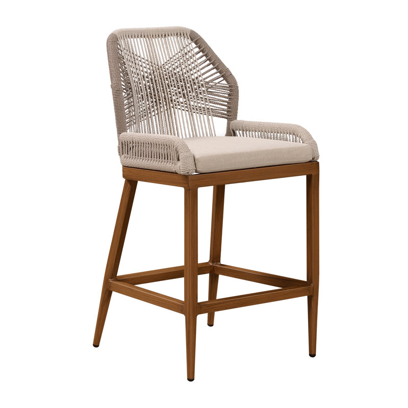 Lesley Metal Frame Patio Bar Stool with Cushion, 25" (Counter height)