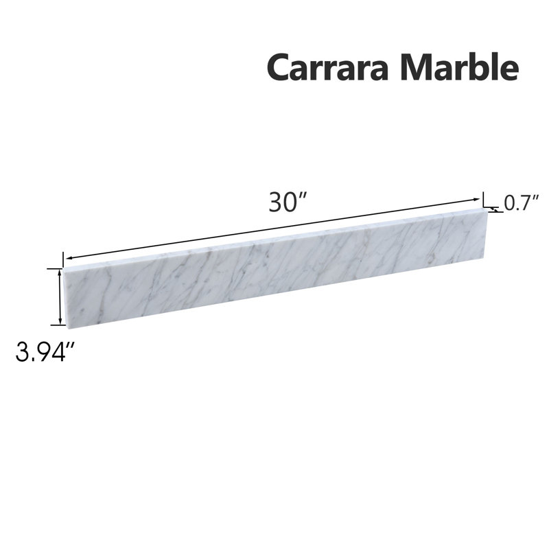 30 Inch Backsplash In White Carrara Marble