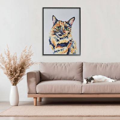 Portrait de chat écaille de tortue, estampe numérique, design par Tatiana Roberts