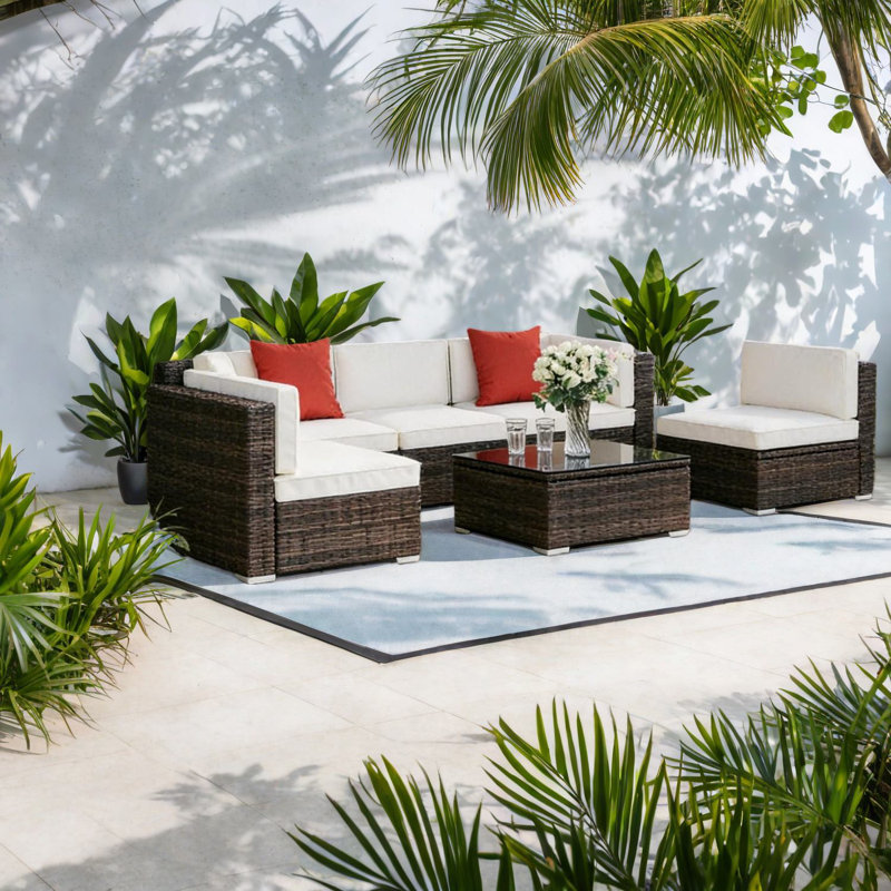 Canapés de patio modernes et durables, acier rotin Pe, style extérieur polyvalent