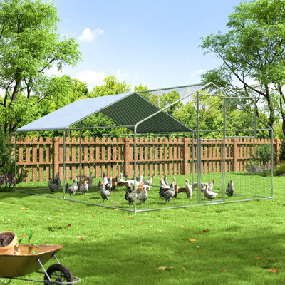 Poulailler, grand enclos en métal adapté à toutes les saisons, cage hexagonale avec couvercle imperméable et anti-UV pour la cour