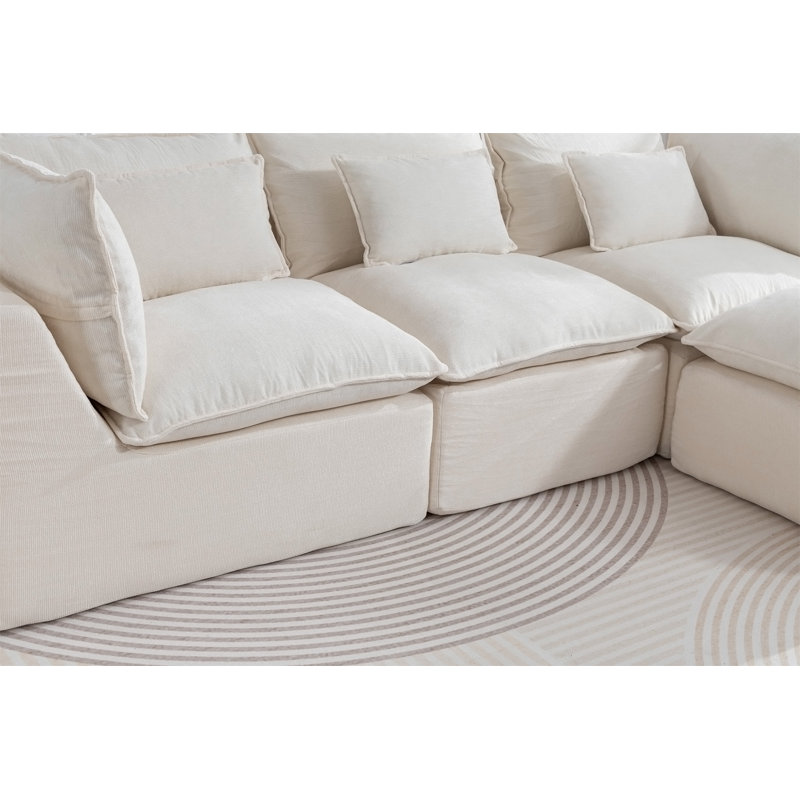 Canapé modulaire surdimensionné de 102,3 po de large avec canapé modulaire True Relax Comfy, Antique White Velvet