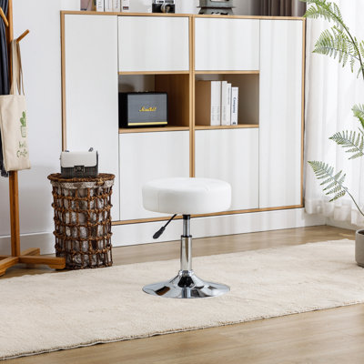 Highfill Adjustable Swivel Vanity Stool Tufted Leather Seat by Zipcode Design