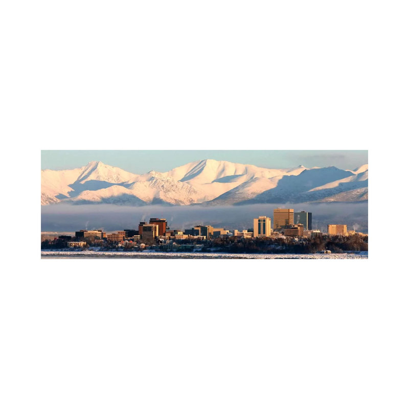 Anchorage Skyline Cityscape (Dusk) - Wrapped Canvas Panoramic Print, 30.48 cm H x 91.44 cm W x 1.91 cm D