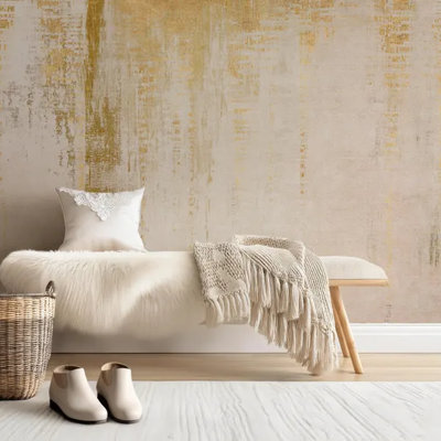 Gold Cream Abstract Wall Mural