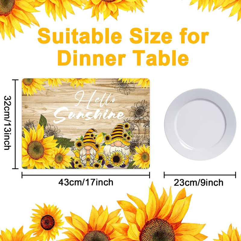 Ensemble de 6 napperons en plastique Sunflower