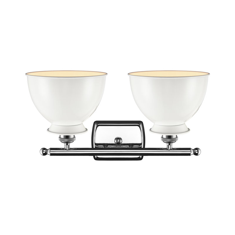 Éclairage pour meuble-lavabo à 2 lumières à intensité variable Arev, Blanc brillant, Ampoule DEL 6 watts Vinage, Chrome poli