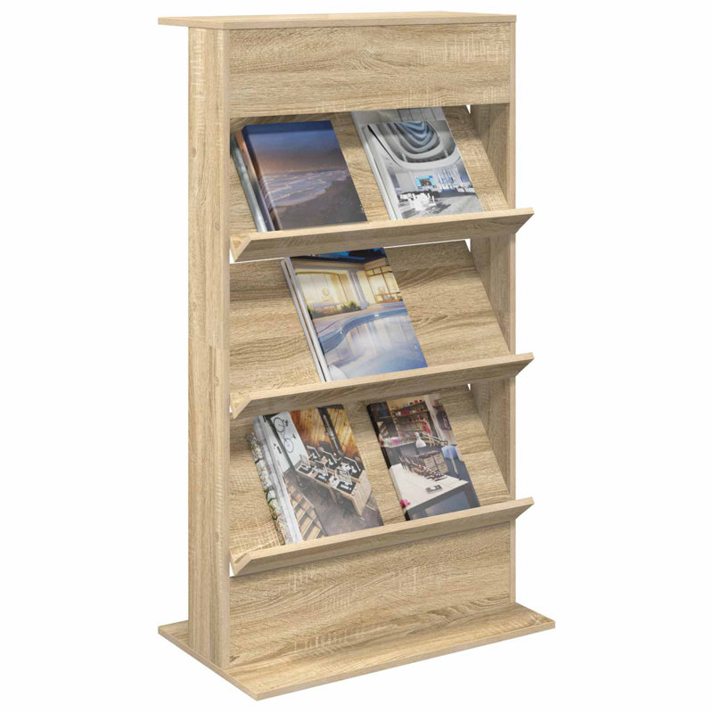 Wood Free Standing Magazine Rack, Sonoma Oak