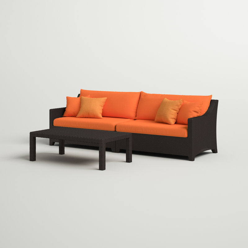 Fionnula 3 - Person Patio Conversation Set with Cushions, Spectrum Cayenne Sunbrella® Plainweave
