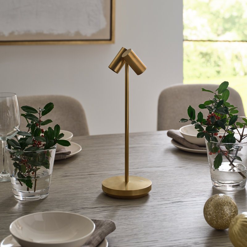 Doppia Accent Rechargeable Table Lamp, Natural Brass