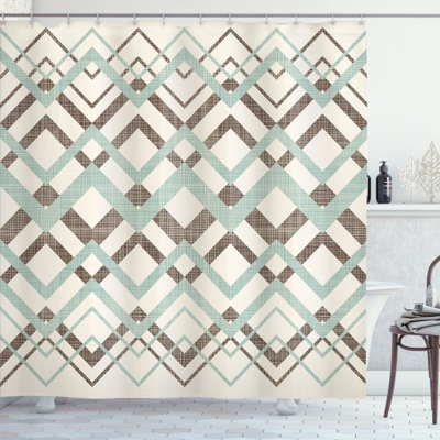 Chevron Shower Curtain with Hooks Included