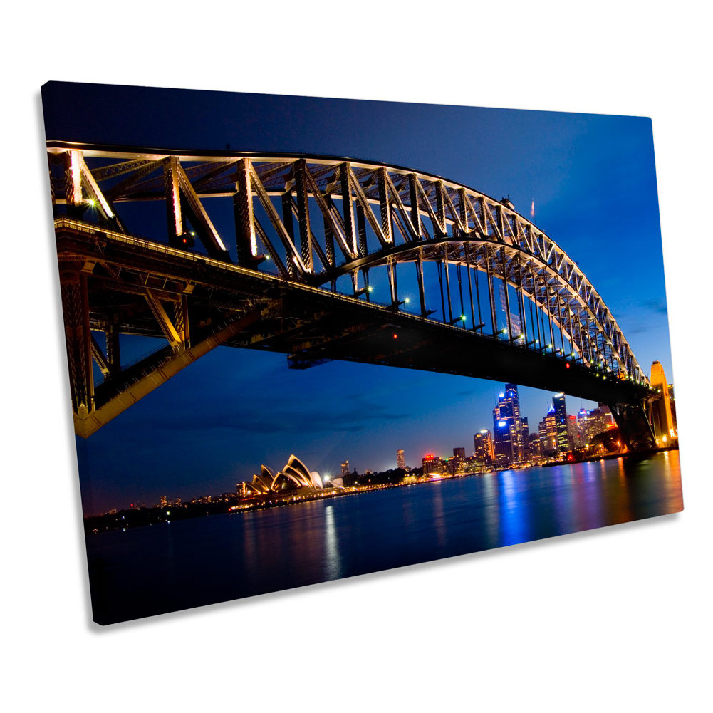 Sydney Australia City Bridge - Wrapped Canvas Print